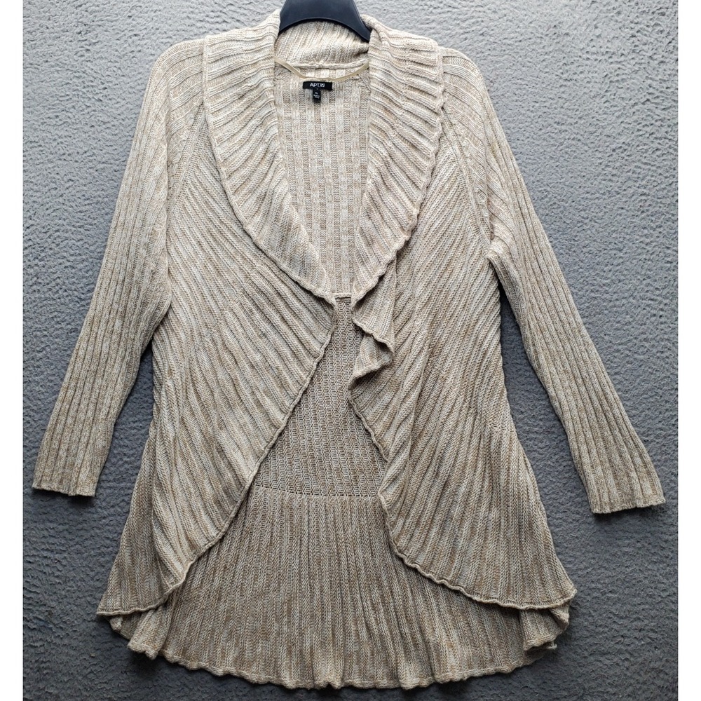 Apt. 9 Cardigan Sweater Womens XL Brown Asymmetrical High-Low Hem Open Front